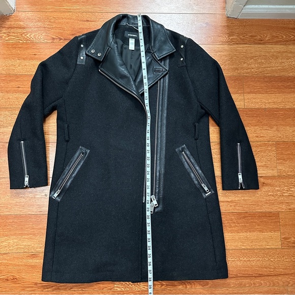 Diesel Suelo Overcoat Wool & Leather Moto Jacket - Size medium - Picture 8 of 12